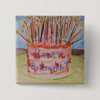 Bóton Quadrado 5.08cm Feliz aniversário
