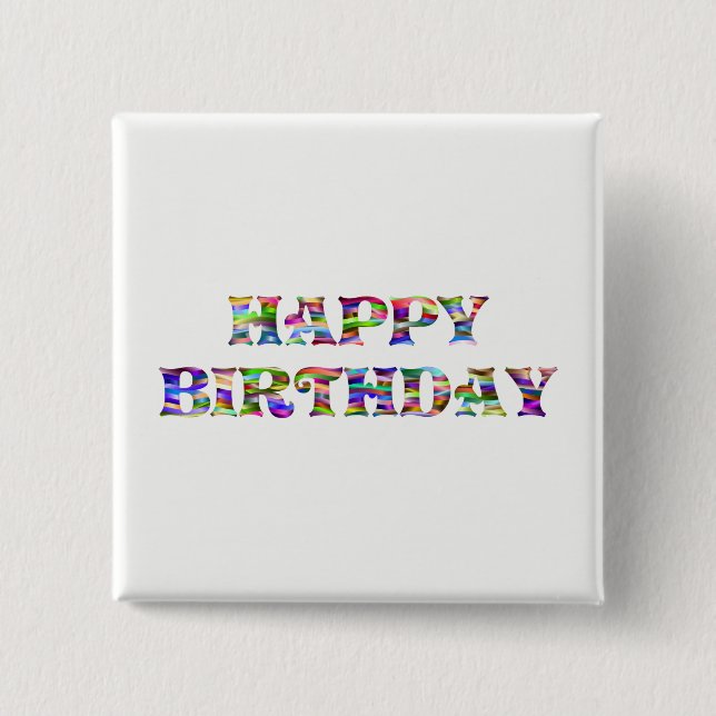 Bóton Quadrado 5.08cm Feliz aniversário (Frente)