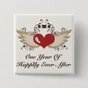 Bóton Quadrado 5.08cm Feliz Aniversário de Casamento