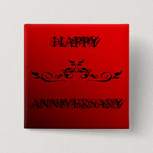 Bóton Quadrado 5.08cm Feliz Aniversário Dois Tone Vermelho