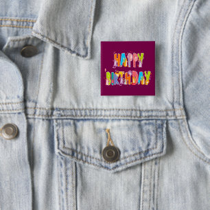 Bóton Quadrado 5.08cm Feliz aniversário Engraçado Celebração do Dia do P