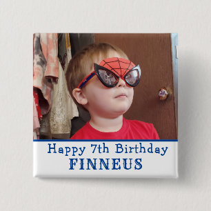 Bóton Quadrado 5.08cm Feliz Aniversário Personalizado Nome e Idade