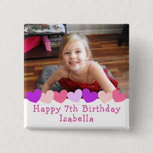 Bóton Quadrado 5.08cm Feliz Aniversário Personalizado Nome e Idade