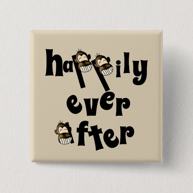 Bóton Quadrado 5.08cm Feliz botão para sempre (Frente)