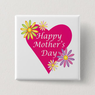 Bóton Quadrado 5.08cm Feliz dia das mães