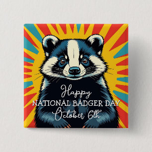 Bóton Quadrado 5.08cm Feliz Dia Nacional do Badger - 6 de outubro