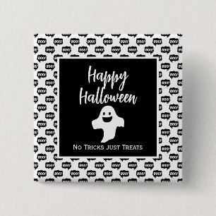 Bóton Quadrado 5.08cm Feliz fantasma do Halloween, sem truques, só trata
