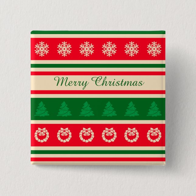 Bóton Quadrado 5.08cm Feliz Natal (Frente)