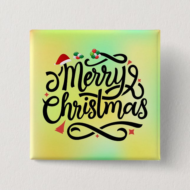 Bóton Quadrado 5.08cm Feliz Natal-61039 (Frente)