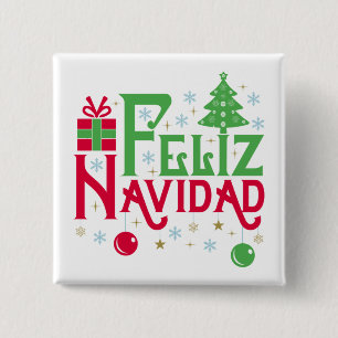 Bóton Quadrado 5.08cm Feliz Natal Feliz Yule