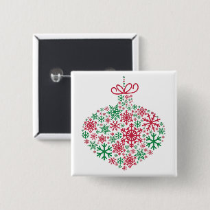Bóton Quadrado 5.08cm Feliz Natal Padrão de Floco de Neve de inverno