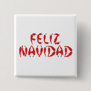 Bóton Quadrado 5.08cm Feliz Navidad Red Chile Pepper