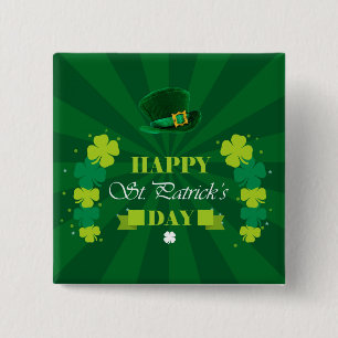 Bóton Quadrado 5.08cm Feliz Rua, Dia de Patrick