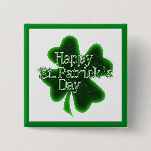 Bóton Quadrado 5.08cm Feliz Rua, Patricks Day Shamrock