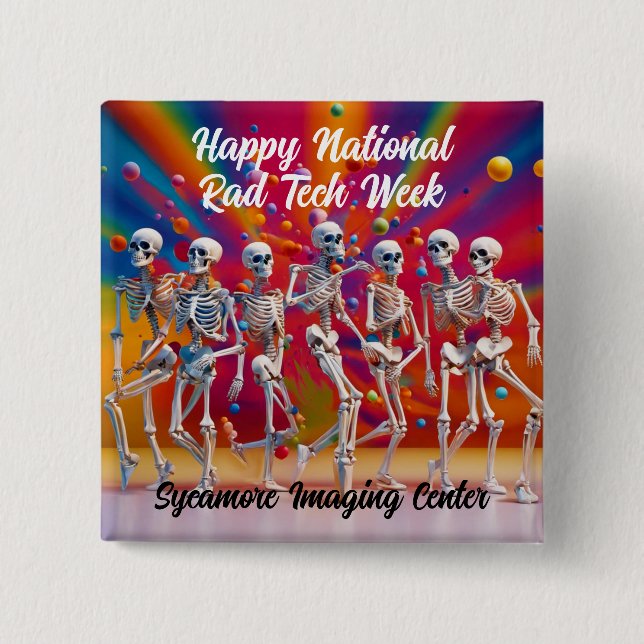 Bóton Quadrado 5.08cm Feliz Semana Técnica Nacional (Frente)