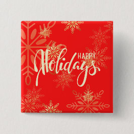 Bóton Quadrado 5.08cm Felizes feriados de ouro de Natal flocos de neve v