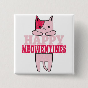 Bóton Quadrado 5.08cm Felizes Meowentines presentes de Dia de os namor