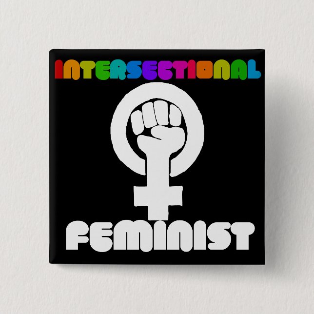 Bóton Quadrado 5.08cm Feminista interseccional (Frente)