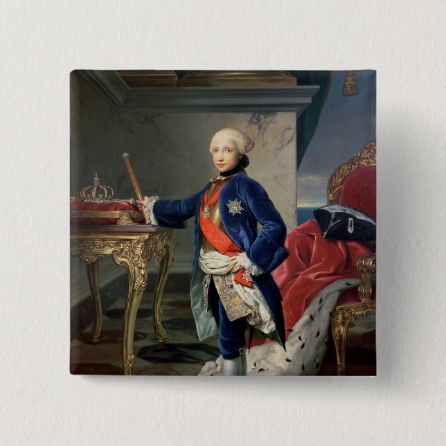 Bóton Quadrado 5.08cm Ferdinand IV, rei de Nápoles (Frente)