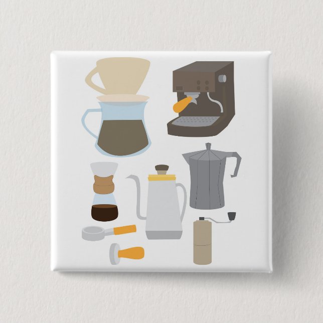 Bóton Quadrado 5.08cm Ferramentas de Cafeteira (Frente)