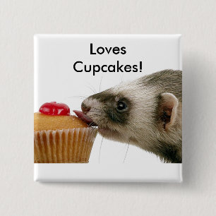 Bóton Quadrado 5.08cm Ferret Love Cupcakes