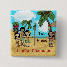 Bóton Quadrado 5.08cm Festa de aniversário Limbo Luau - Campeão Limbo