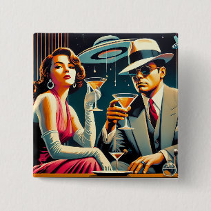Bóton Quadrado 5.08cm Festa de Gangster Martini da Era Espacial de Las V