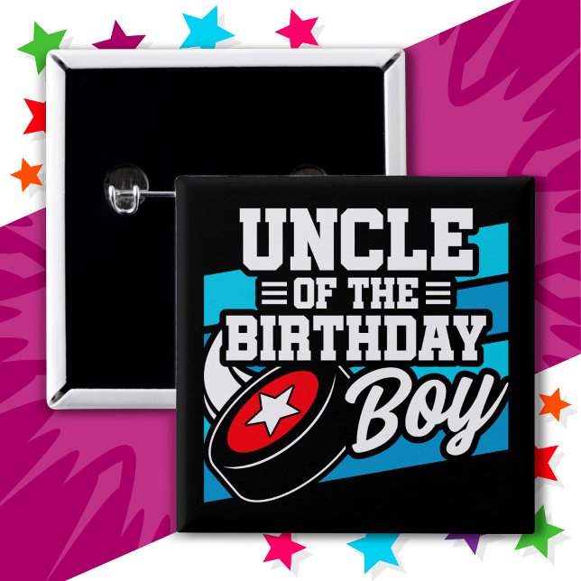 Bóton Quadrado 5.08cm Festa de Hockey para Crianças Divertidas Tio do An (Criador carregado)