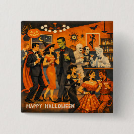 Bóton Quadrado 5.08cm Festa de Martini de Halloween no Estilo Moderno de