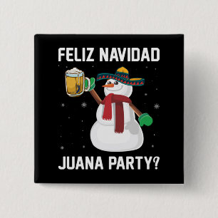 Bóton Quadrado 5.08cm Festa de Natal Feliz Navidad Juana Legal Mexicana