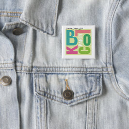 Bóton Quadrado 5.08cm Festa de Quarteirão de Verão Tipo Retro Evento de