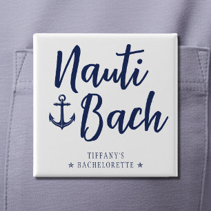 Bóton Quadrado 5.08cm Festa de Solteira Nauti Bach Âncora Náutica