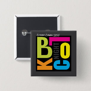 Bóton Quadrado 5.08cm Festa Noturna ao Ar Livre Tipo Retro Bloco