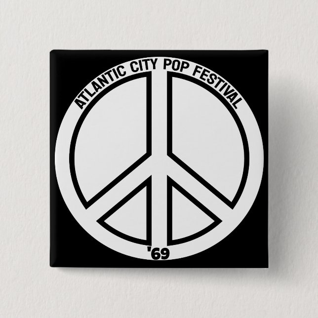 Bóton Quadrado 5.08cm Festival de Pop da Cidade do Atlântico - 1969 (Frente)