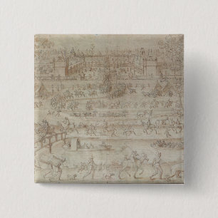 Bóton Quadrado 5.08cm Festival no d'Anet do castelo