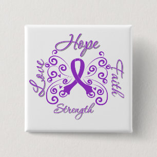 Bóton Quadrado 5.08cm Fibromialgia da força do amor da fé da esperanç