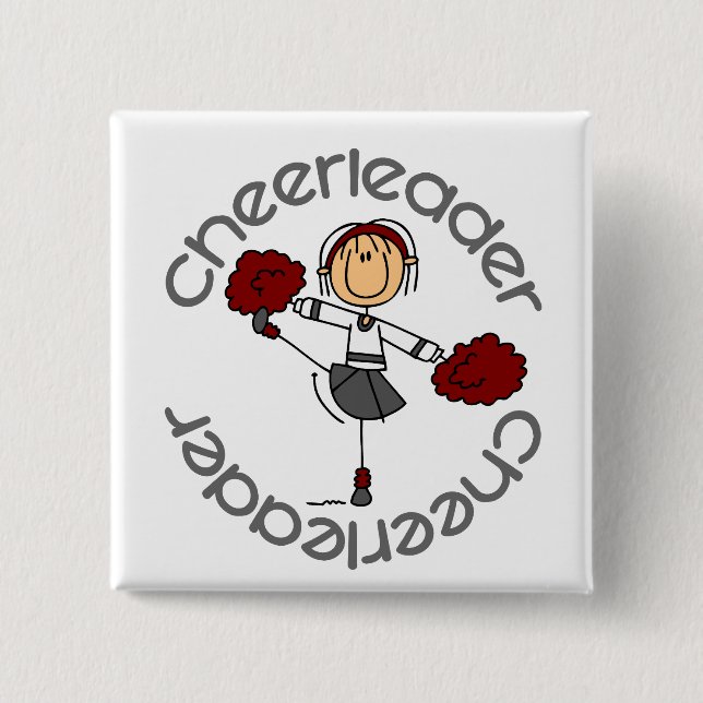 Bóton Quadrado 5.08cm Figura da vara do cheerleader (Frente)