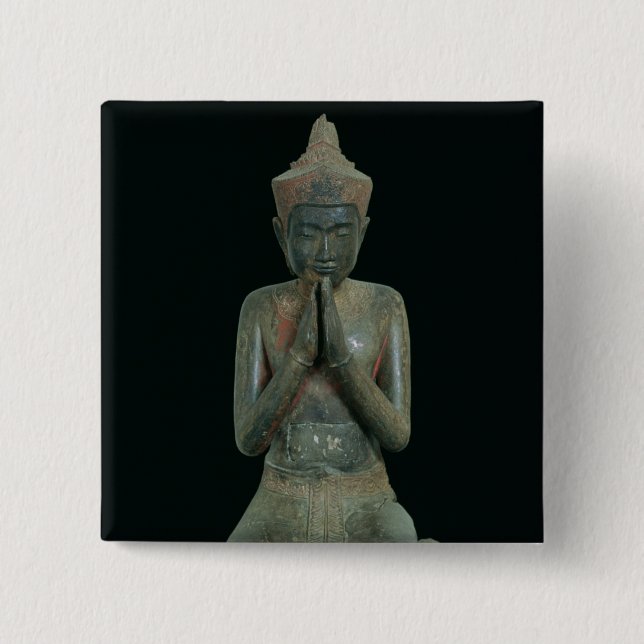 Bóton Quadrado 5.08cm Figura Praying do ajoelhamento (Frente)