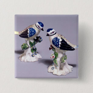 Bóton Quadrado 5.08cm Figuras de Derby dos bluetits, c.1760