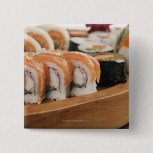Bóton Quadrado 5.08cm Fim-acima do sushi em uma bandeja