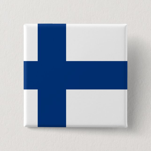 Bóton Quadrado 5.08cm Finlândia (finlandês) Flag (Frente)