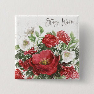 Bóton Quadrado 5.08cm Fique Quente - Flores de Férias