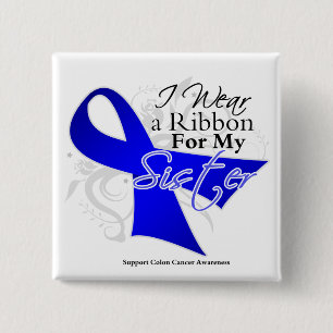 Bóton Quadrado 5.08cm Fita azul da irmã - cancro do cólon