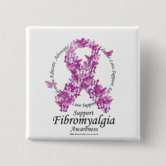Bóton Quadrado 5.08cm Fita da fibromialgia das borboletas