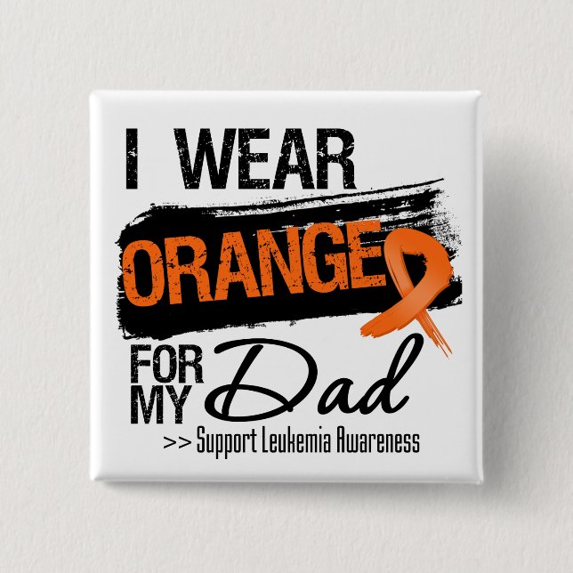 Bóton Quadrado 5.08cm Fita da leucemia para meu pai (Frente)