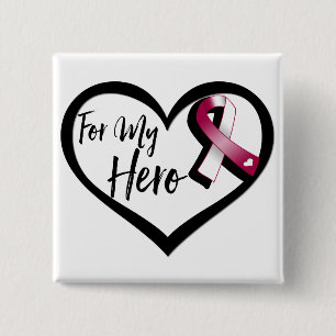 Bóton Quadrado 5.08cm Fita de Consciência Branca e Borgonha para o Meu H