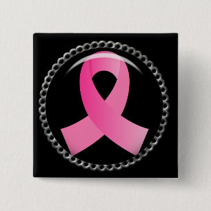 Bóton Quadrado 5.08cm Fita do rosa do cancro da mama do dom