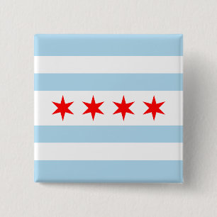 Bóton Quadrado 5.08cm Flag of Chicago, Illinois Pinback Button