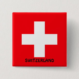 Bóton Quadrado 5.08cm Flag of Switzerland