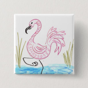 Bóton Quadrado 5.08cm Flamingo Rosa #13